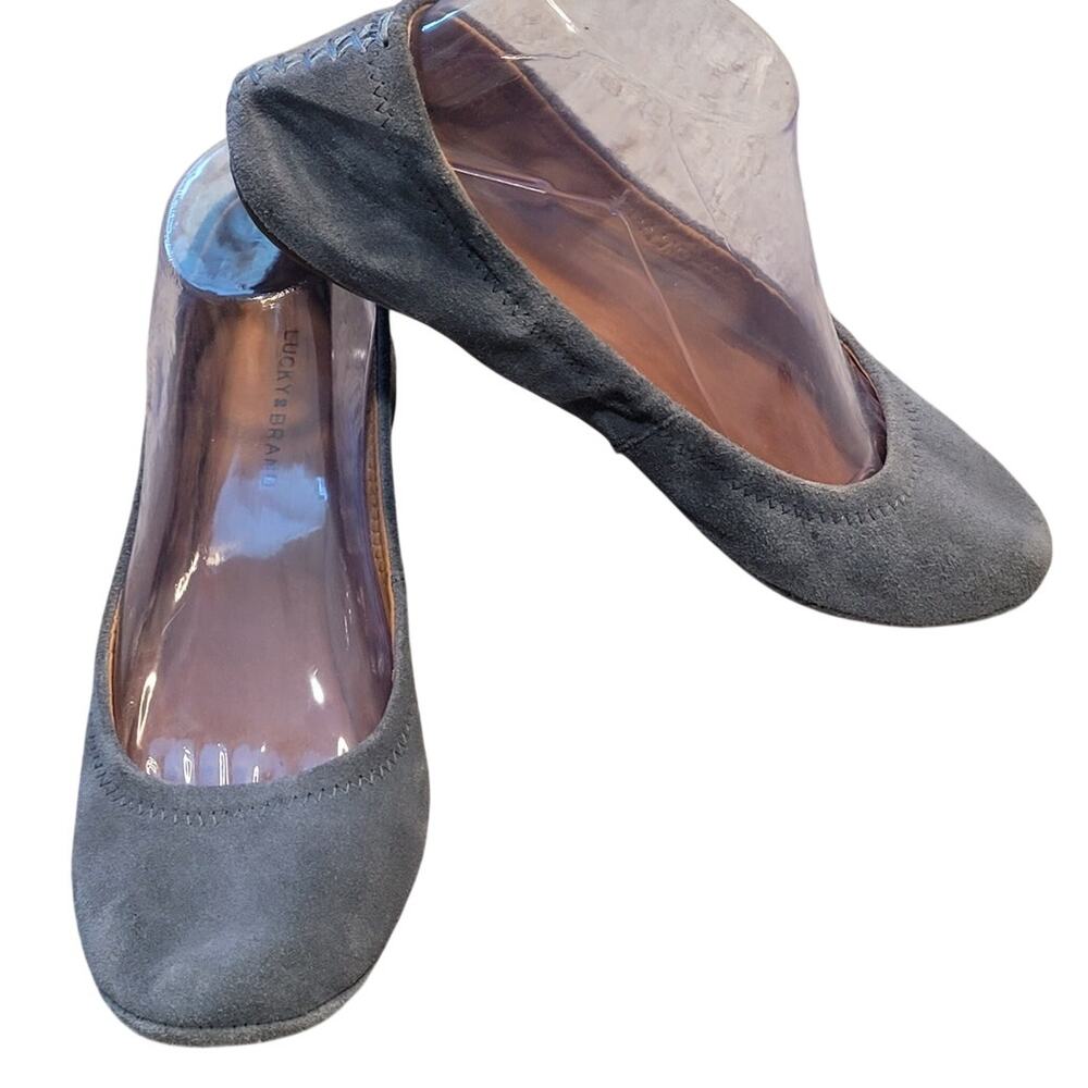 Lucky Brand Juthro Suede Ballet Flats Gray 7.5 Balletcore
